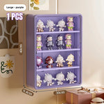 rangement mural moderne figurines blind box blanc jaune violet treillis anti poussière