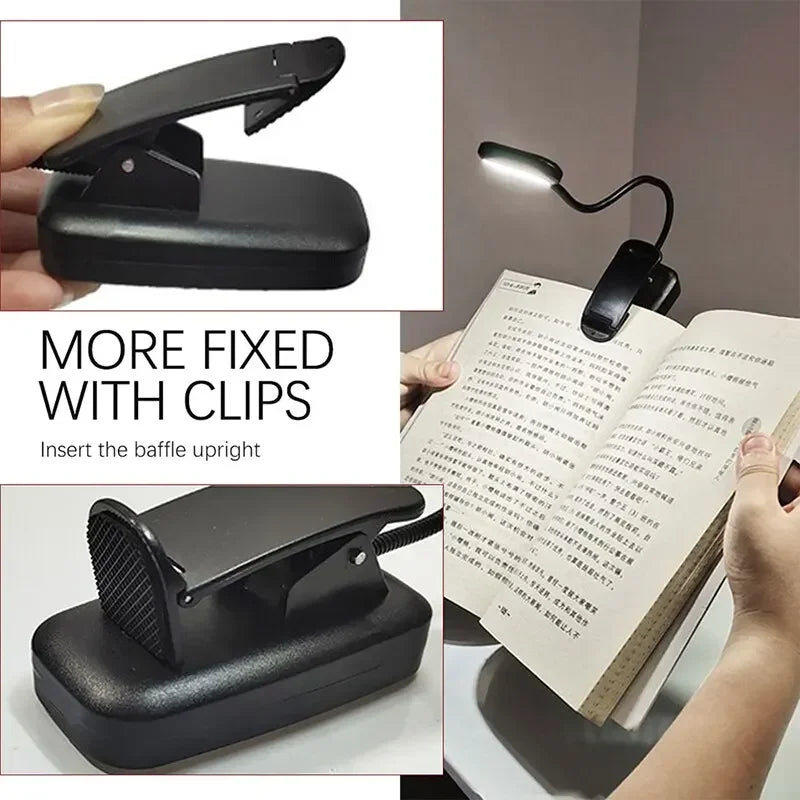 lampe lecture pince noire flexible batterie led portable moderne interrupteur chambre étude