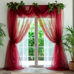 rideau tulle transparent rouge blanc decoratif mariage anniversaire photo festive poche tringle