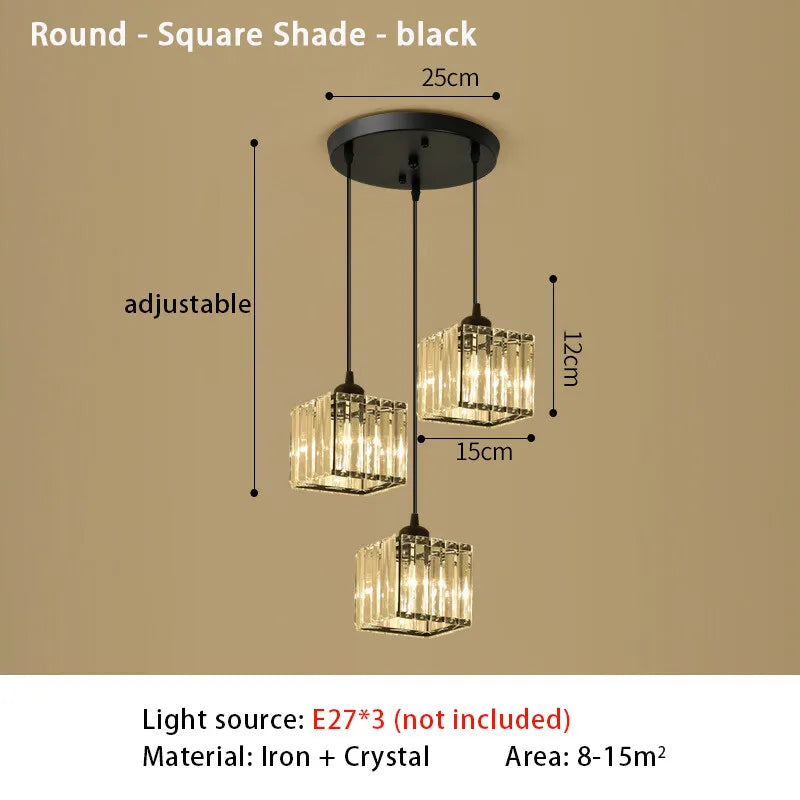 suspension lumineuse moderne élégante dorée strass ajouré transparent e27 cristal lumière intérieure