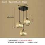 suspension lumineuse moderne élégante dorée strass ajouré transparent e27 cristal lumière intérieure