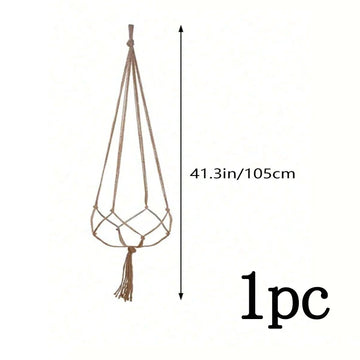 support plante suspendue macramé boho fibre végétale beige artisanalintérieurextérieur