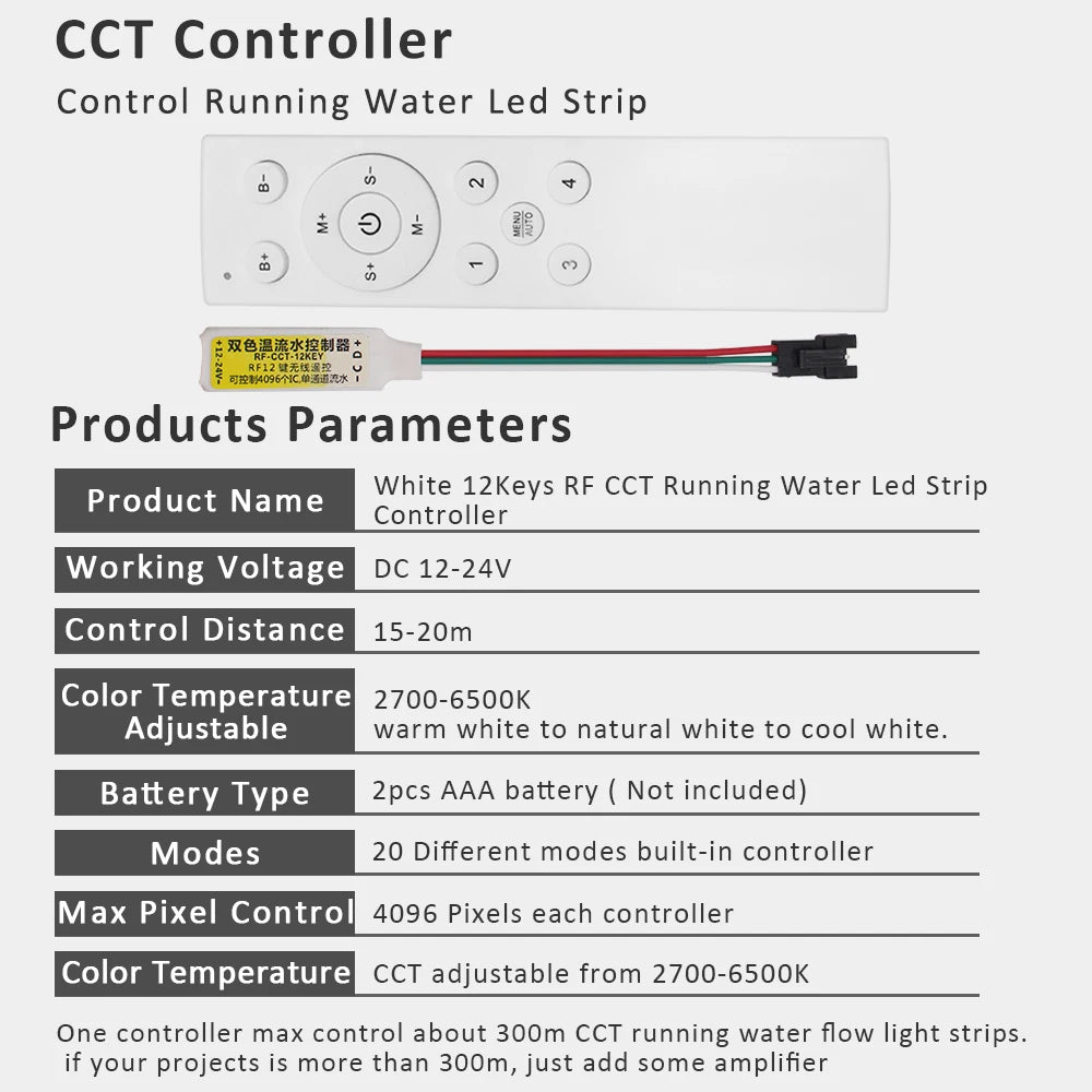 ruban led blanc adhésif moderne contrôle rf 10m 576leds 24v cct dualwhite