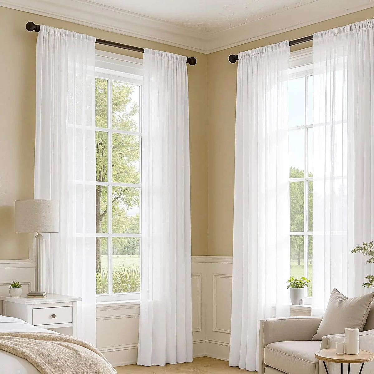 rideaux blancs transparents modernes polyester 100% salon 132x180cm 132x230cm 132x240cm