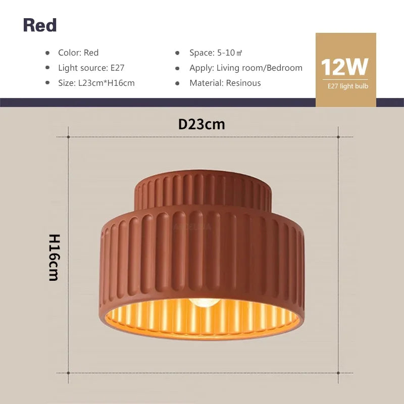 lampe moderne rouge beige blanc vert rayures verticales éclairage intérieur tricolore warm cool