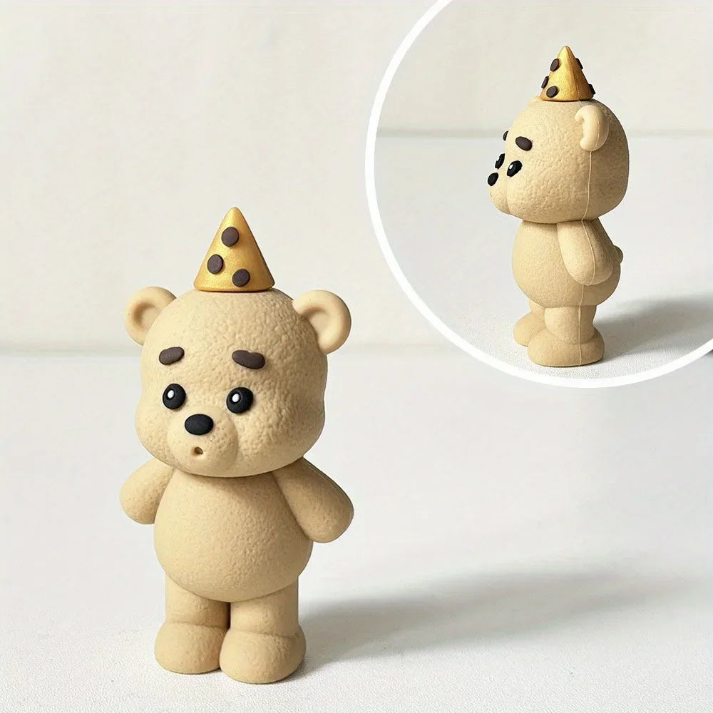décoration gâteau ours peluche beige chapeau pois fête anniversaire enfant cartoon festive