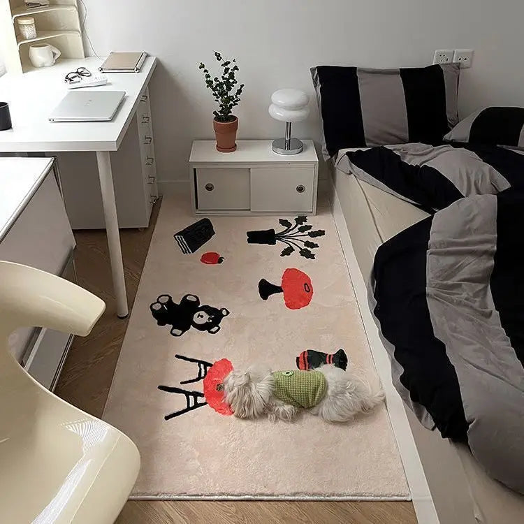 tapis moderne polyester motifs illustratifs décontracté maison sol bleu foncé beige rouge