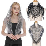 écharpe féminine floral dentelle noir blanc décoratives classique élégante printemps étéextérieur