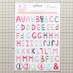 lettres capitales alphabet bois rose vert bleu noir blanc points coeurs rayures scrapbooking journalisation