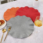 placemats ronds tissu rayures concentriques moderne rose doré rouge gris beige orange festive
