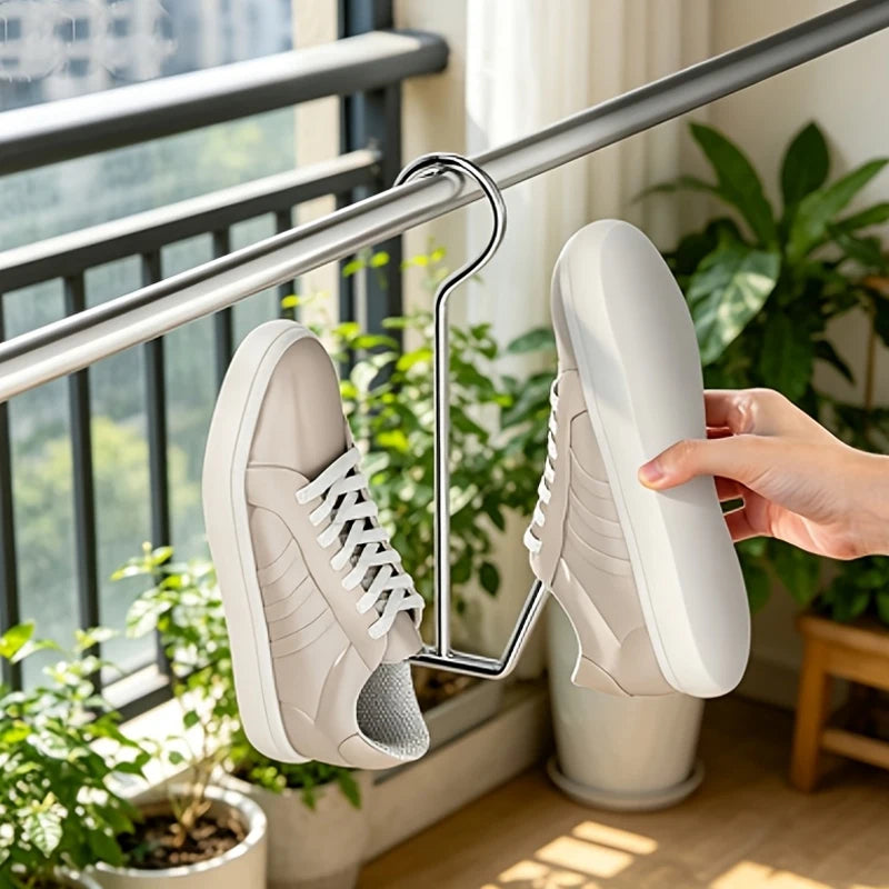 support chaussures blanc gris moderne clips suspendu salle bain entrée balcon
