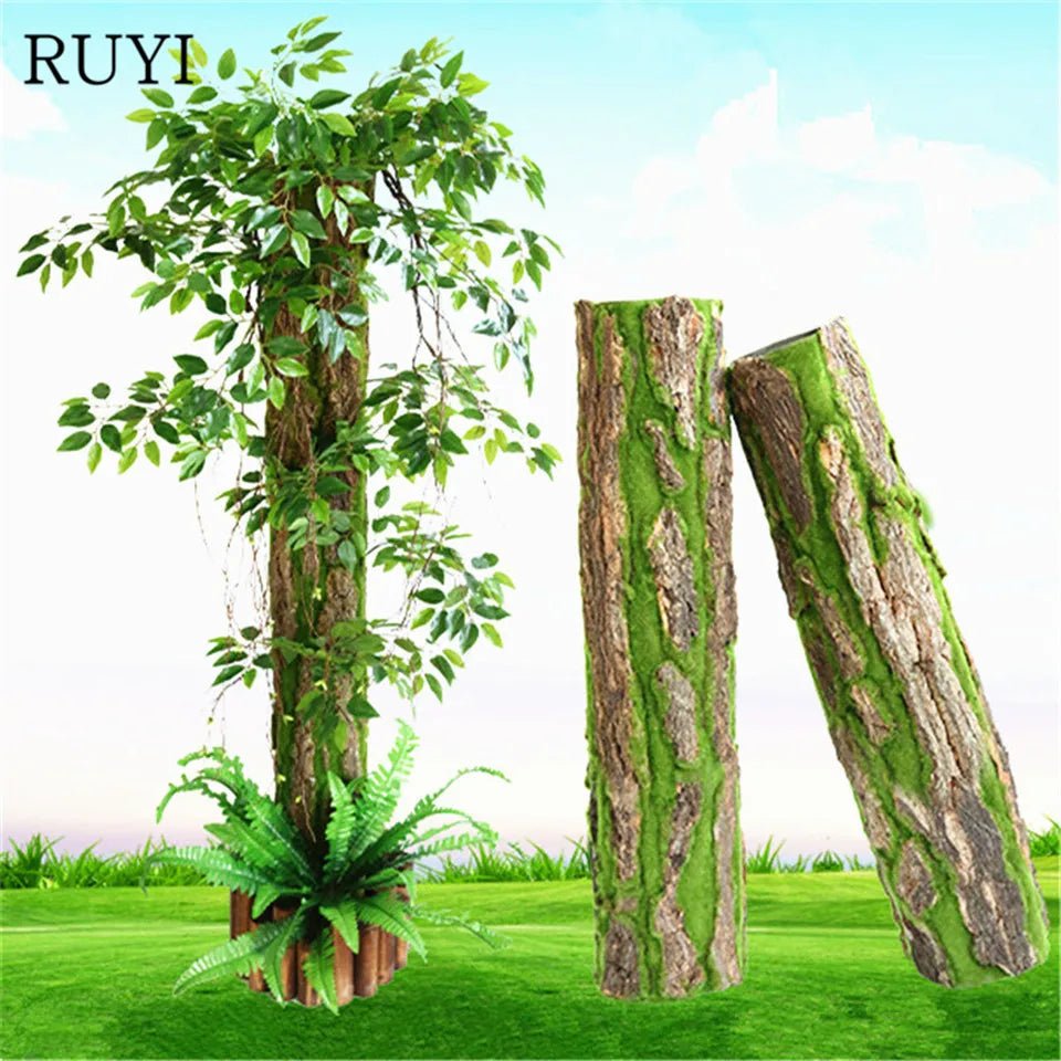 plantes artificielles feuilles vertes décoration intérieure naturelle texture bois 30x50cm adhésif vert brun