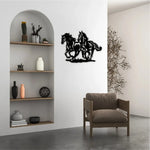 décoration murale métal chevaux noir beige silhouette rustique moderne 23.89cm 30.48cm découpe laser