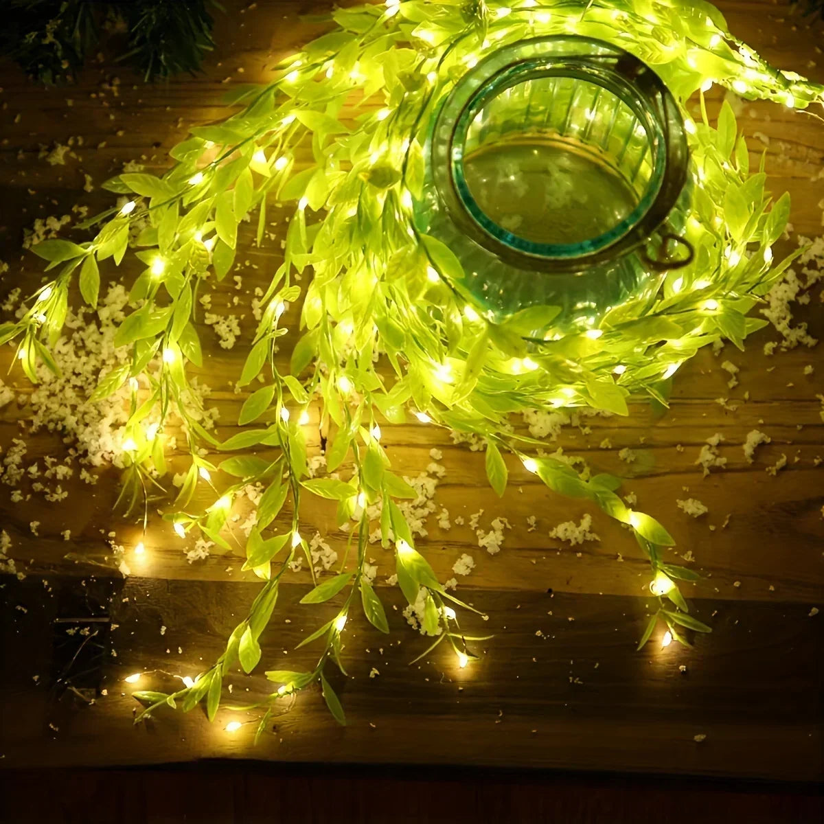 guirlande lumineuse vert feuilles fines modernes 20 led clips usb 3v