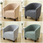 housse fauteuil moderne feuilles stylisées beige gris bleu clair polyestère lavable machine Jacquard fixations