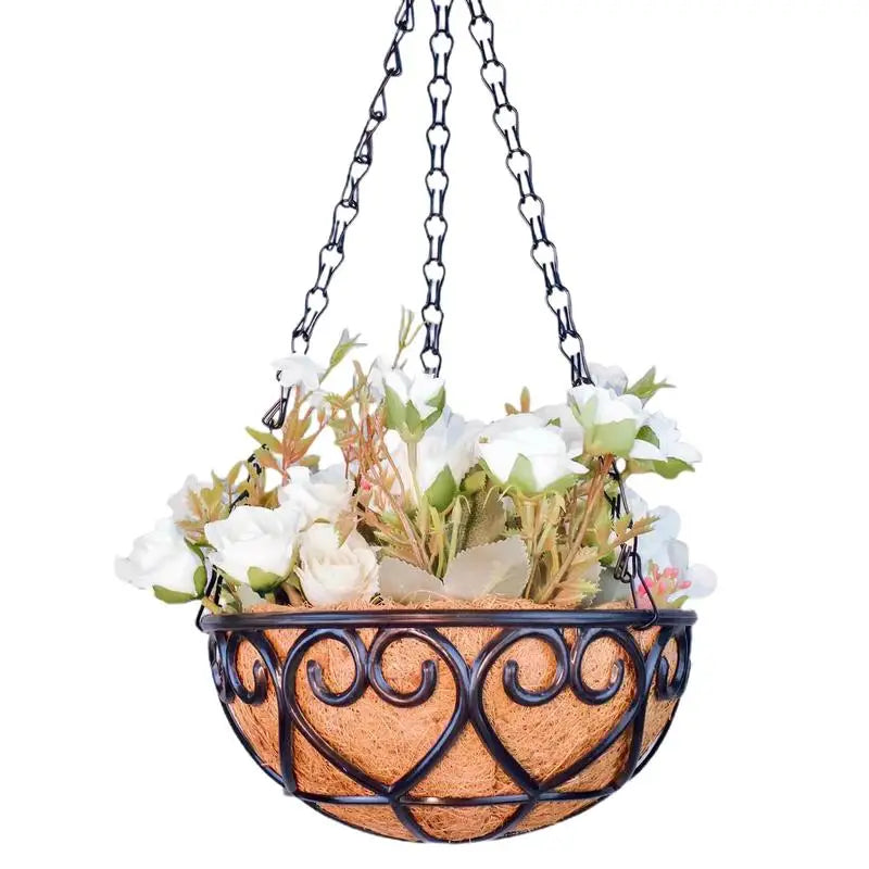 paniers suspendus décoratifs panier résine métal fleurs artificielles vintageextérieur balcon