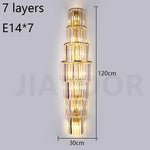 applique murale moderne cristal doré tubes horizontaux lumière led salon luxe élégant