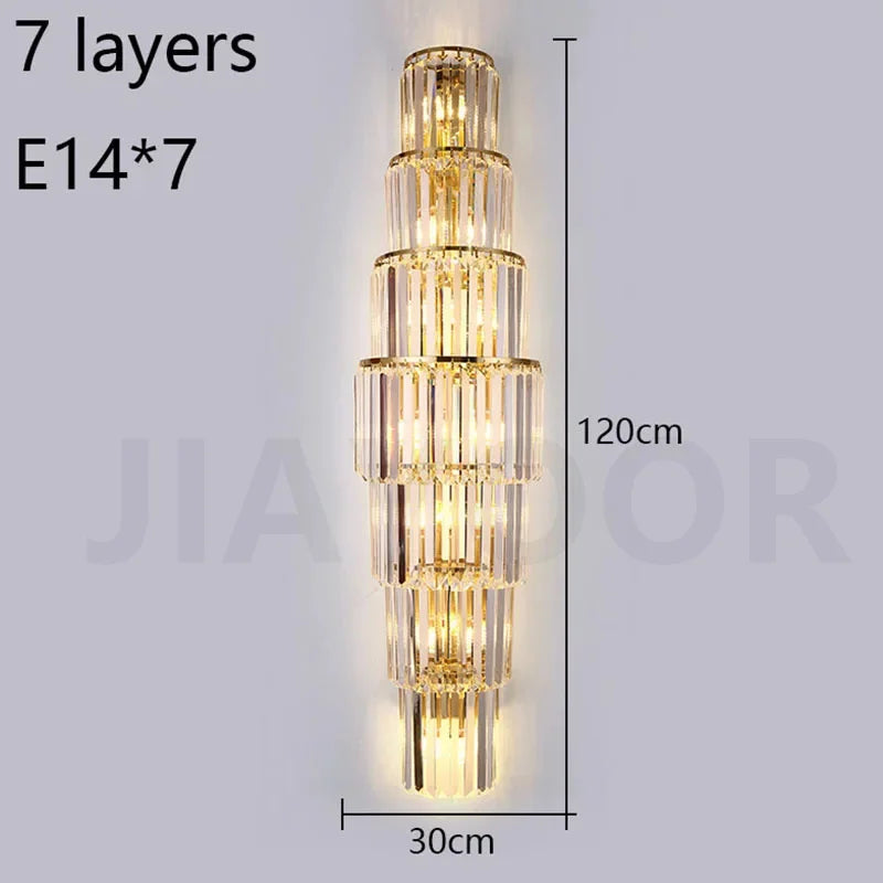applique murale moderne cristal doré tubes horizontaux lumière led salon luxe élégant