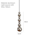 Suspension moderne argentée boules multiples salon chambre éclairage 15 30m² cordon noir