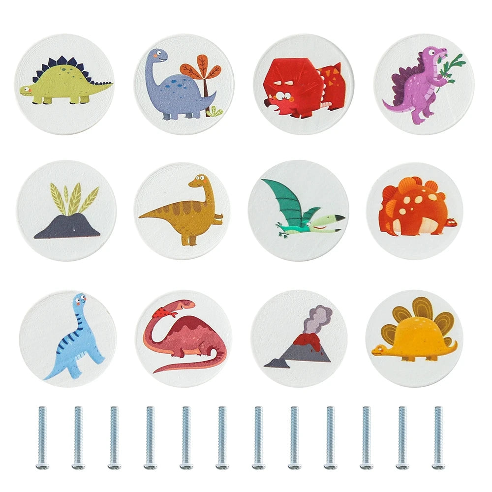 boutons tiroir animaux motifs modernes cartoon vis fixés blanc beige marron gris rose bleu
