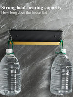 étagère mural moderne aluminium noir clips cheveux organisation salle bain cheveux brosse parfum