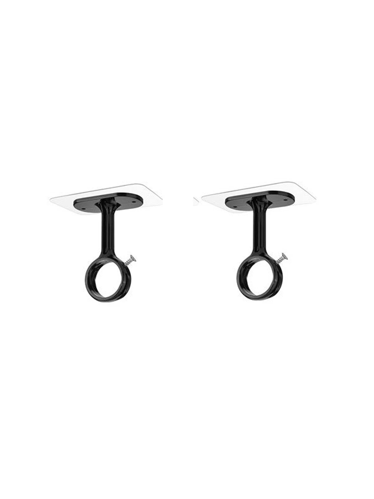 rideau polonais supports tige vis noirs modernes anneaux suspension polyester