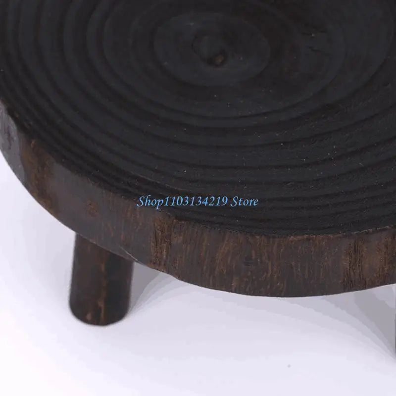 tabouret bois rustique motif naturel noir beige clair minimalisteintérieur extérieur support plante rusticité decoration