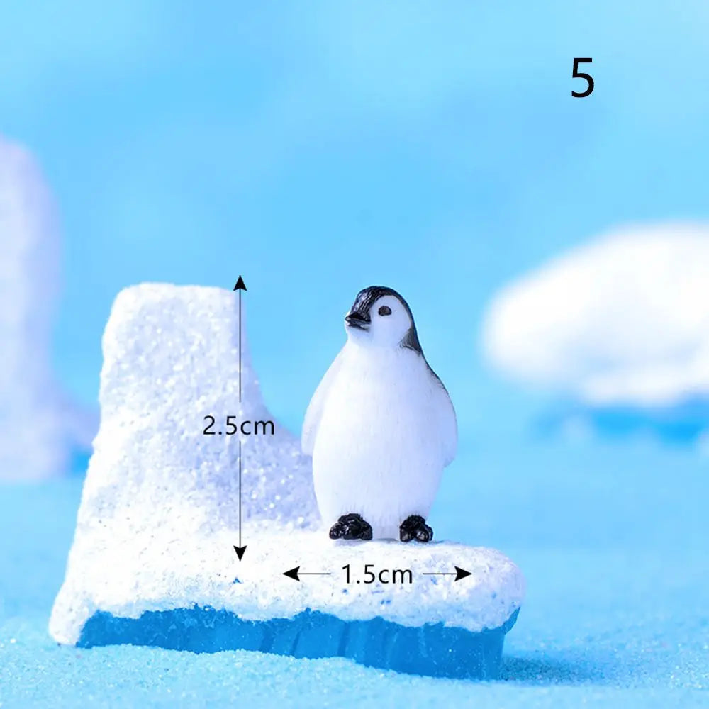 figurines animaux résine blanc noir jaune nautique pingouins phoque flocon neige détaillées maison jardinage