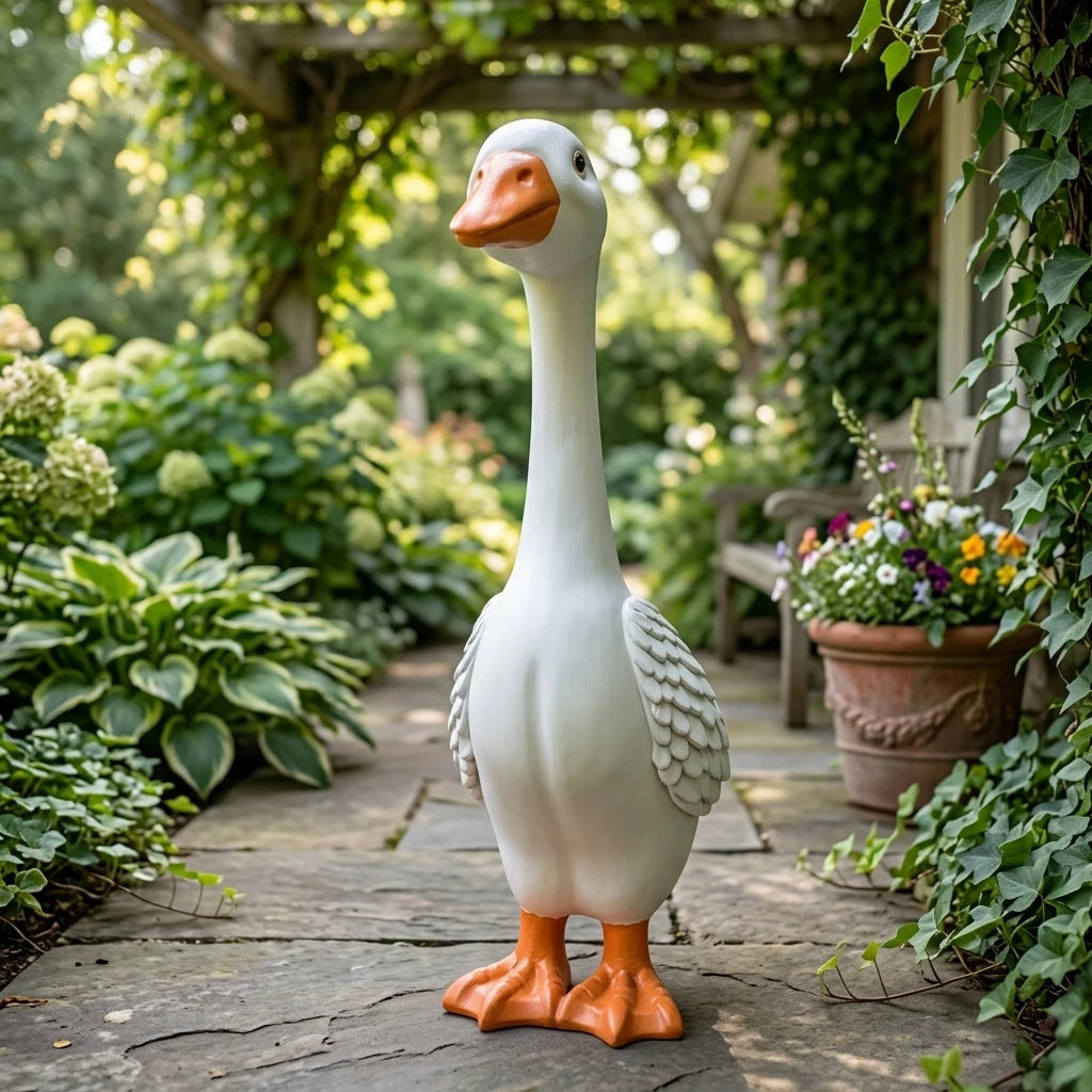décoration extérieure statue canard blanc résine animaux jardin decor pastoraleextérieur amusante