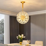 suspension lumineuse moderne or transparent cristal fleurs élégante chaîne métallique lumière led warm cool