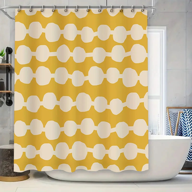 rideau douche jaune moderne motif cercles polyester respectueux environnement 180x180cm opaque annuaux suspension