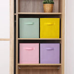 boîtes rangement pliables tissu uni moderne rose clair beige noir jaune vert violet gris