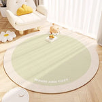 tapis rond moderne rayures horizontales bleu clair jaune clair beige vert clair polyester anti