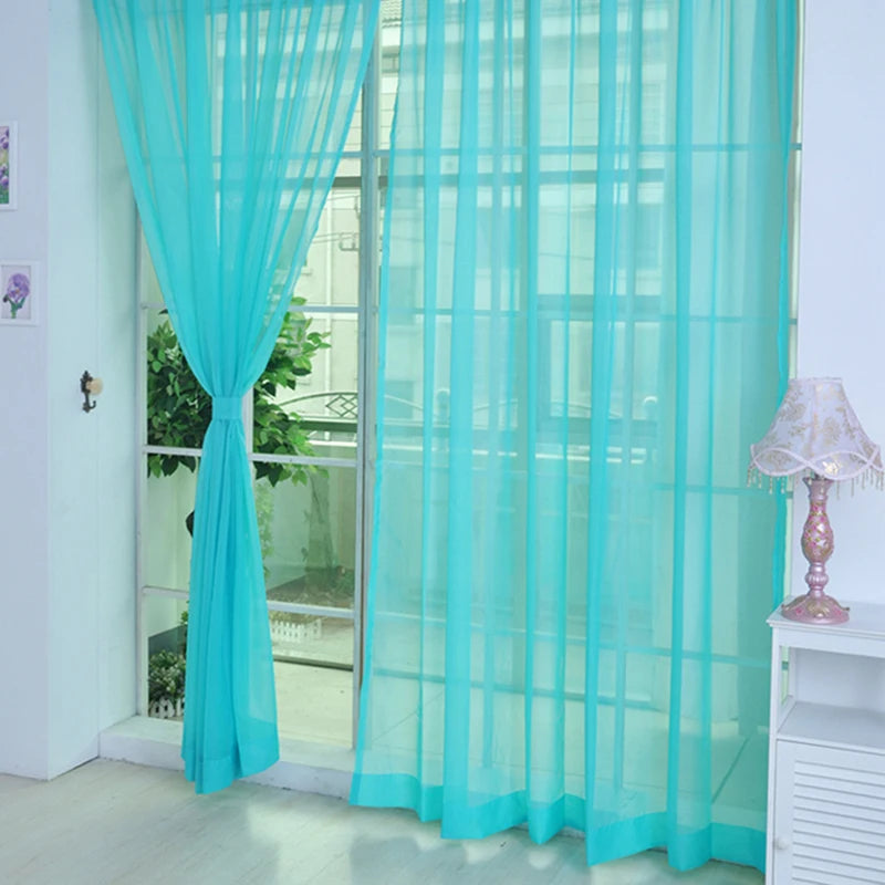 rideau tulle transparent moderne multicolore passants tringle 200x98cm