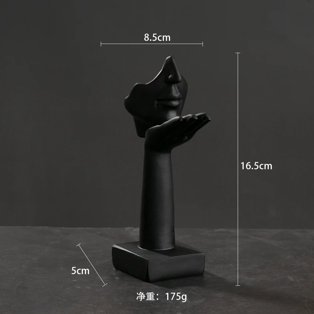 statuettes décoratives visage humain noir blanc doré modernes minimalistes abstraites contemporaines base carrée livres