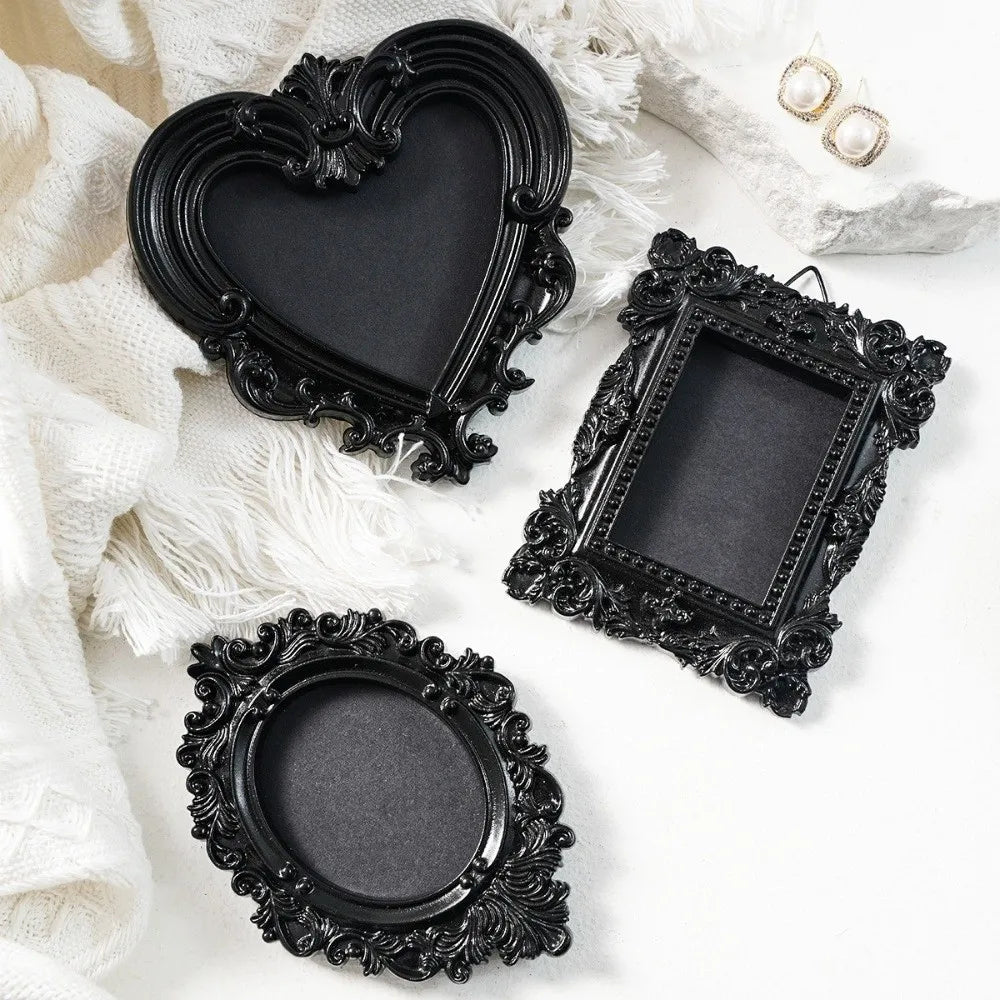 cadres photo noir ornement baroque clips magnétiques arrière mat classiques décoratifs suspensions miroir adultes
