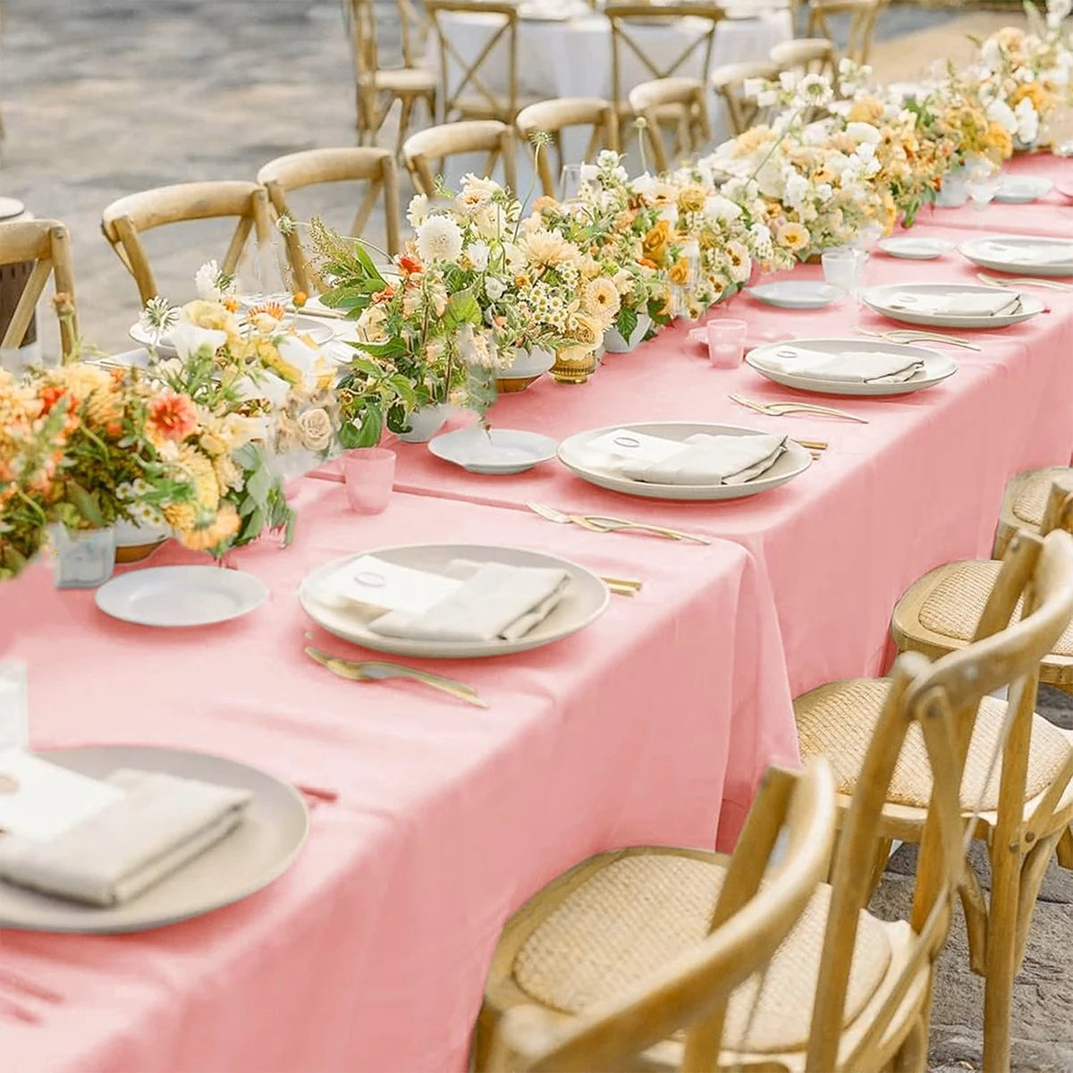 nappe rose lisse opaques mariage anniversaire table événement décoration fête printemps été
