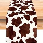 table table lin peau vache motif taches marron fond blanc moderne rustique farmhouse deco