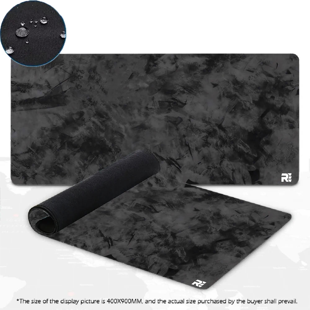 tapis souris caoutchouc noir gris texture marbrée moderne adhésif grande taille protection gaming