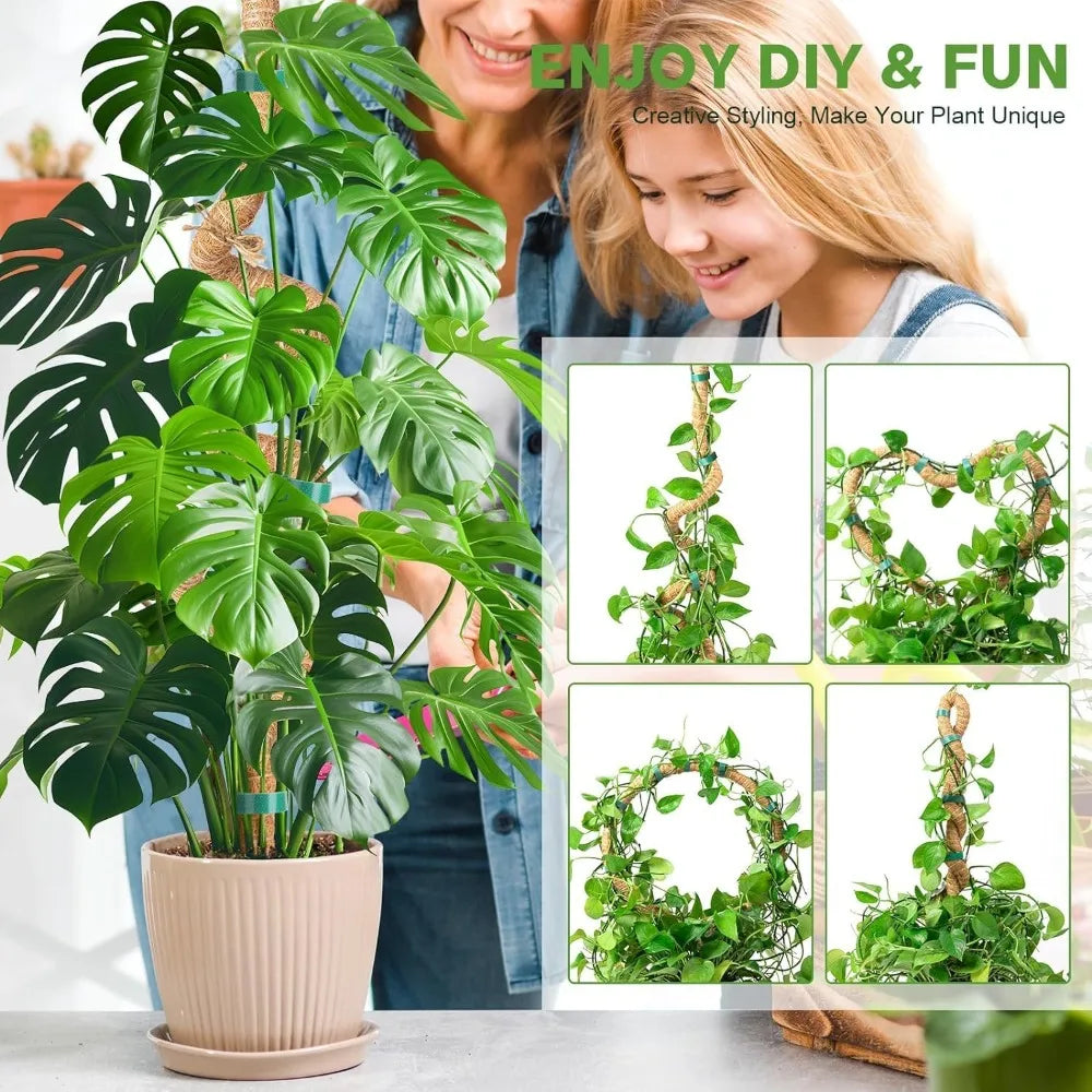 poteaux support plantes mousse coco pliables osier décoration jardin intérieur minimaliste naturel