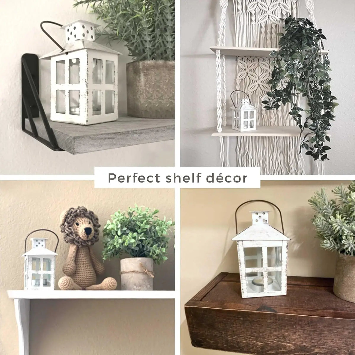 lanterne blanche rustique bougie led polka dots bois transparent maison mariage centro tabla decoratif
