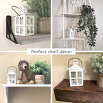 lanterne blanche rustique bougie led polka dots bois transparent maison mariage centro tabla decoratif