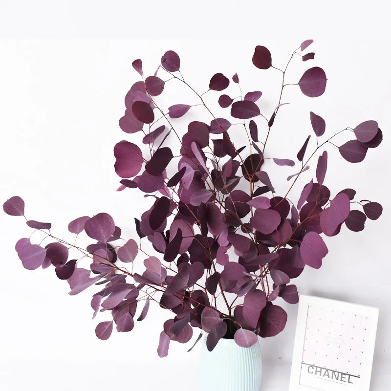 décoration intérieure bouquet fleurs séchées eucalyptus feuilles pomme naturel vert violette moderne mariage maison