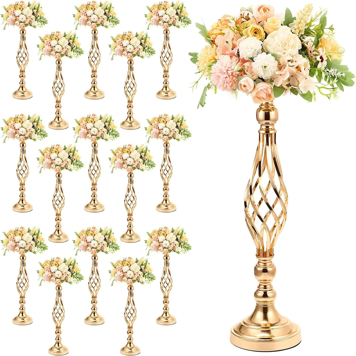 Support floral or réticulé moderne bouquet artificiels 45cm 52cm 59cm mariage table