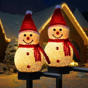 Bonhomme de neige lumineux solaire pour décoration extérieure Noël - Éclairage patio et pelouse