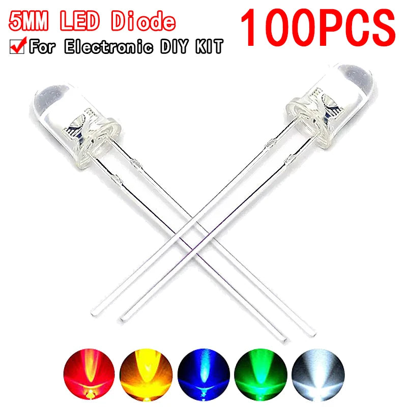 ampoules led transparentes 5mm blanc rouge jaune bleu vert 100 pièces haute qualité