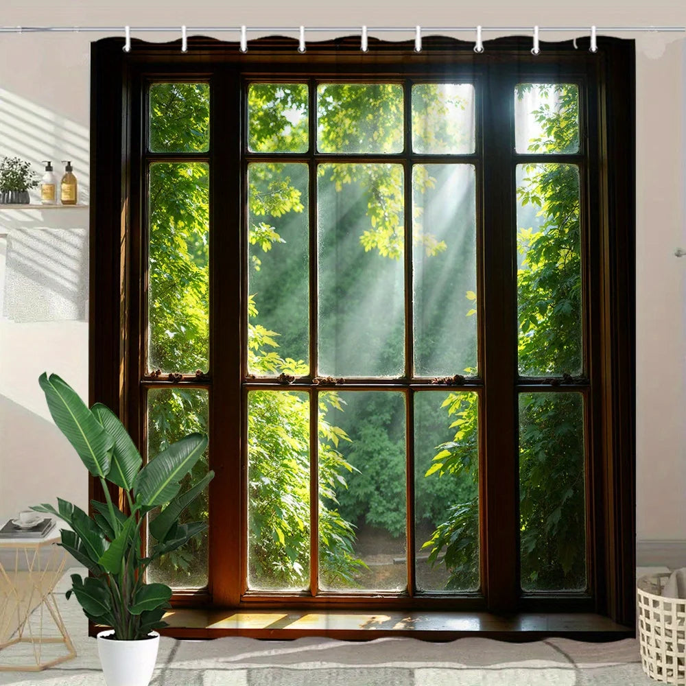 rideau douche moderne imprimé fenêtre lumière brun foncé polyester jacquard opaque anneaux blancs respectueux
