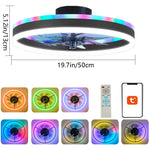 ventilateur moderne lumière led multicolore télécommande noir blanc