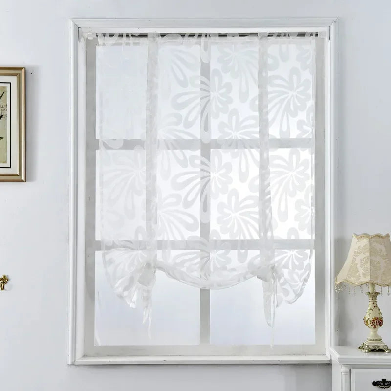 rideau romain fleur marron blanc moderne translucide 100cm 120cm 140cm polyesterextérieur