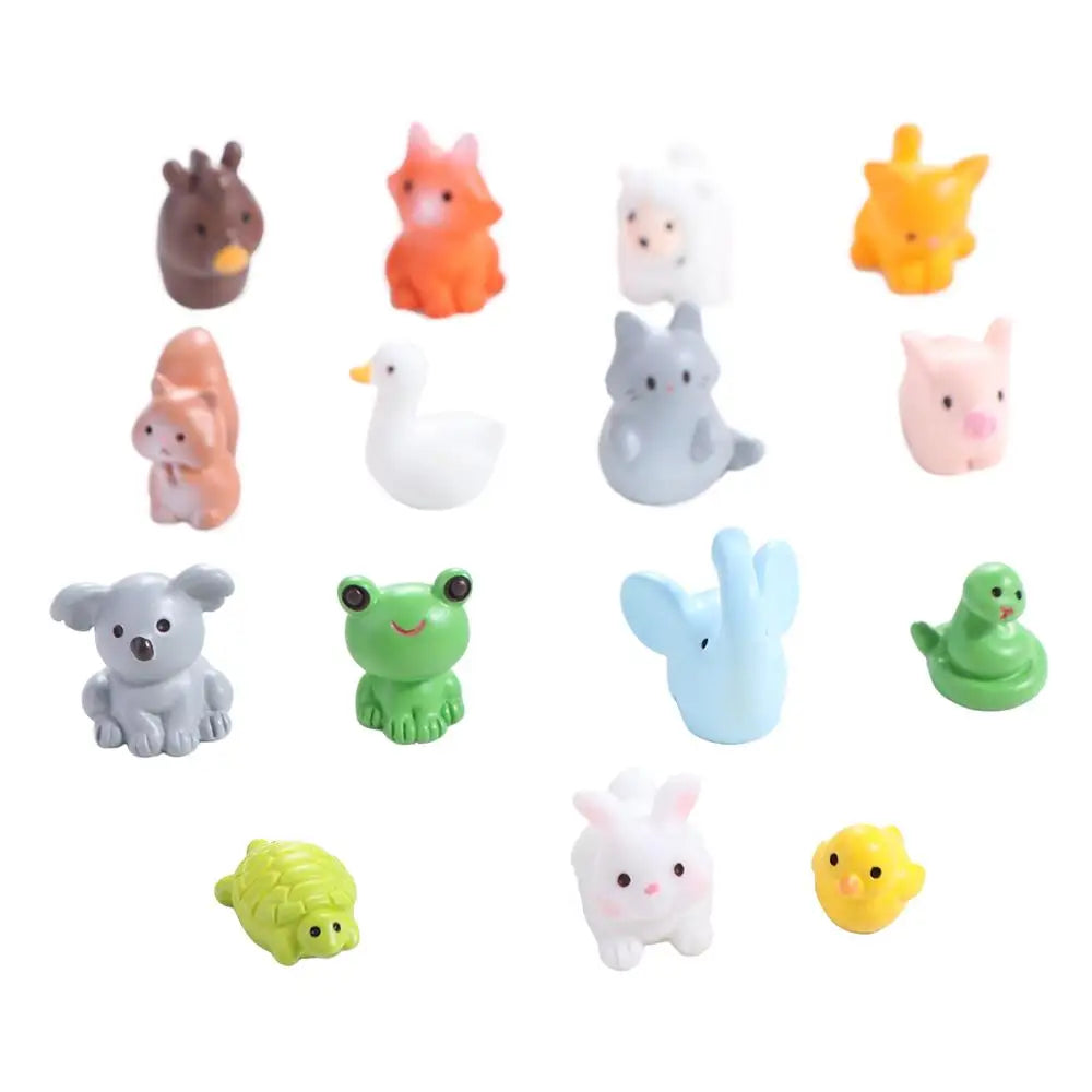 miniatures animaux cartoon blanc rose vert jaune gris bleu marron